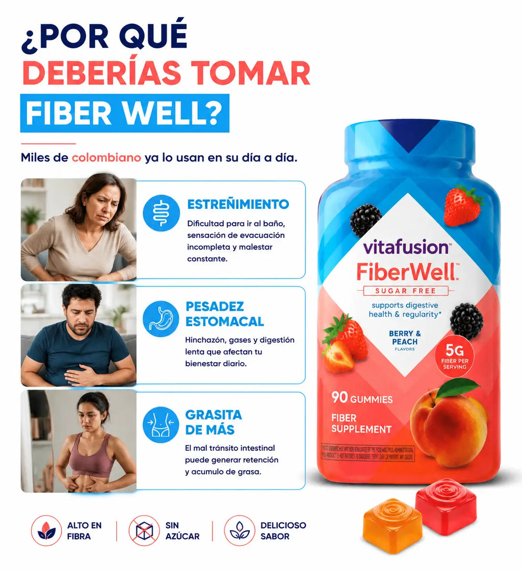90 Gomitas de fibra natural - Elimina grasita y despídete del estreñimiento