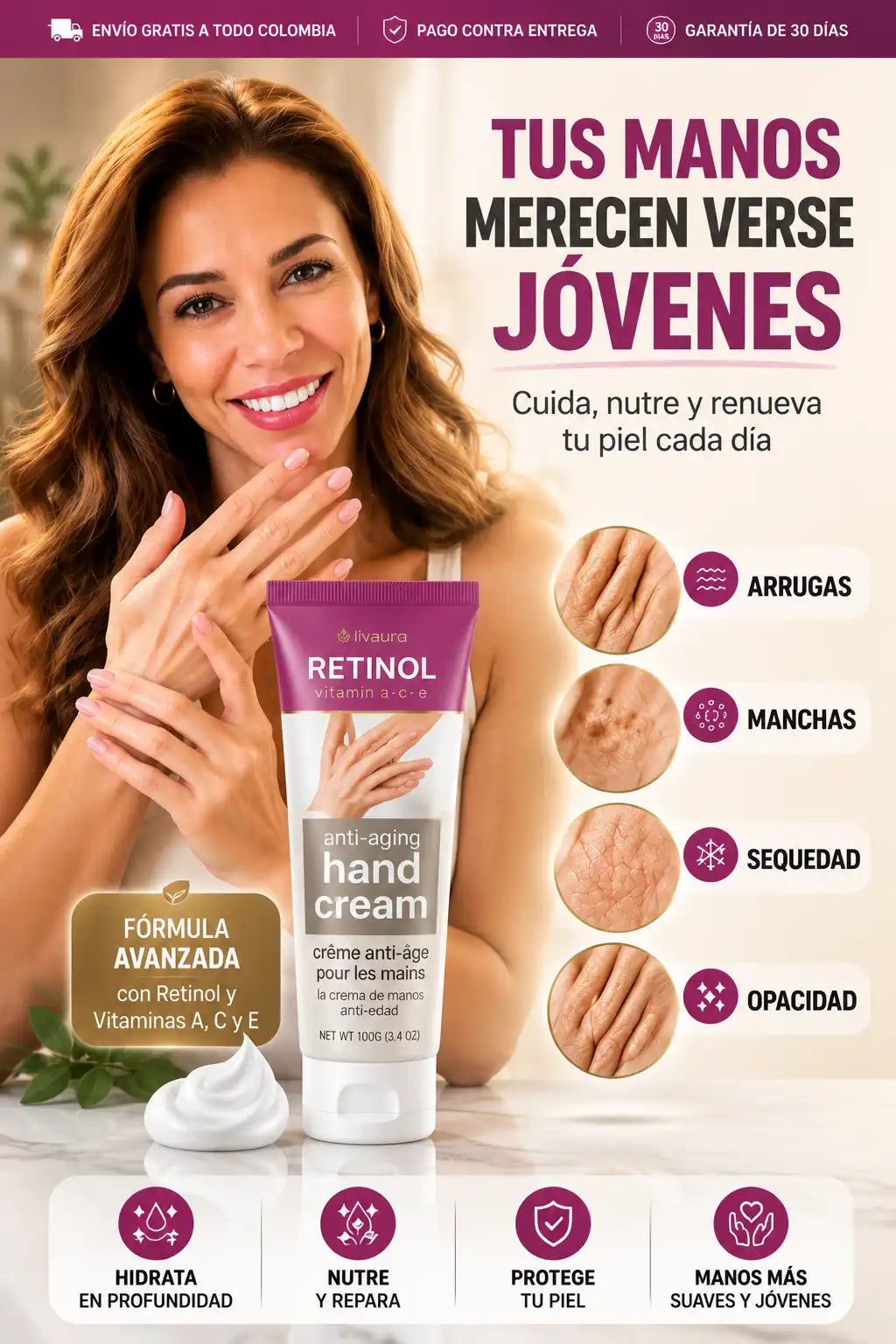 Crema con retinol y vitaminas B C D E