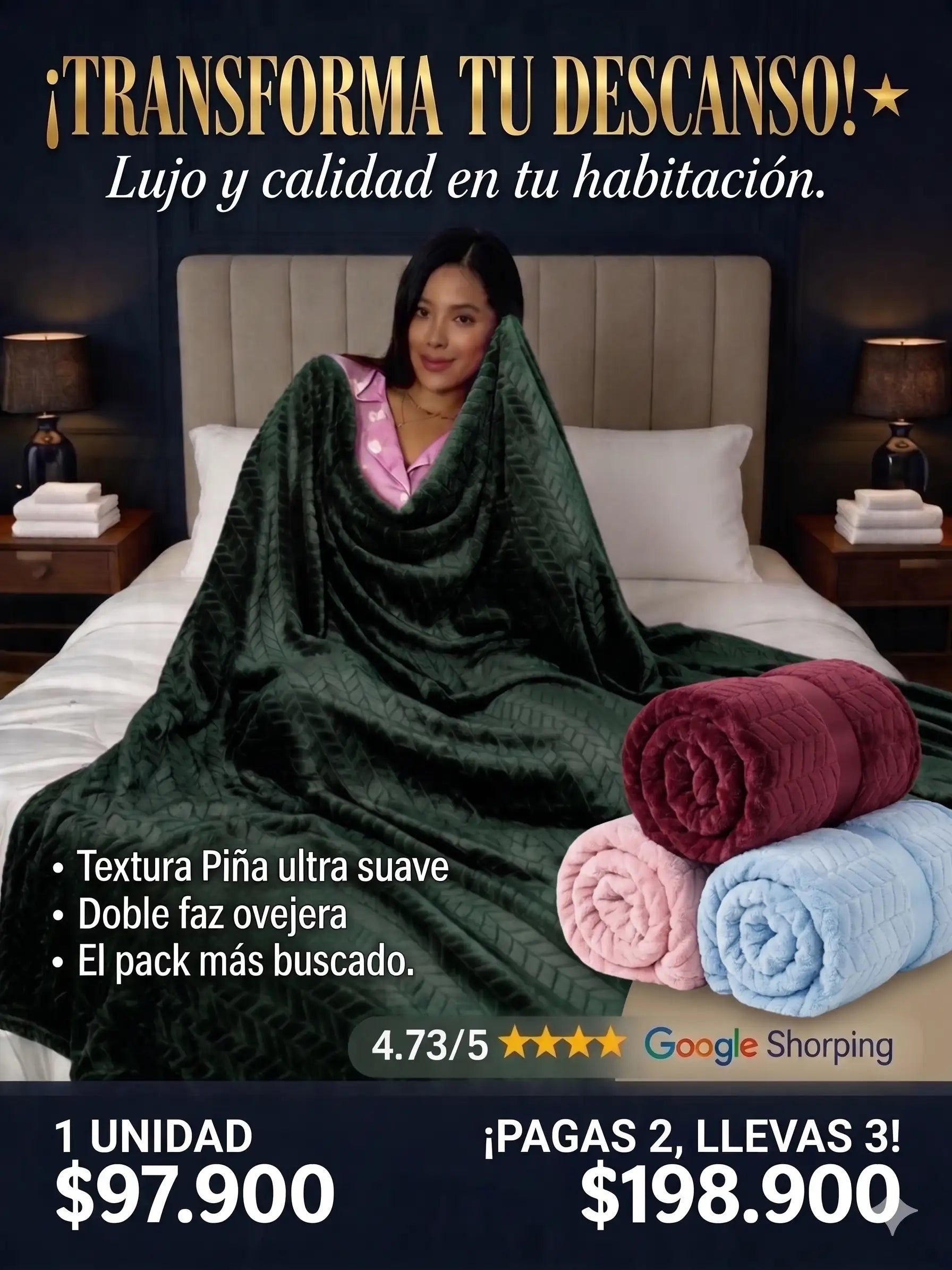 Cobijas Nubbie 2M x 2M - Textura piel de conejo 🐰