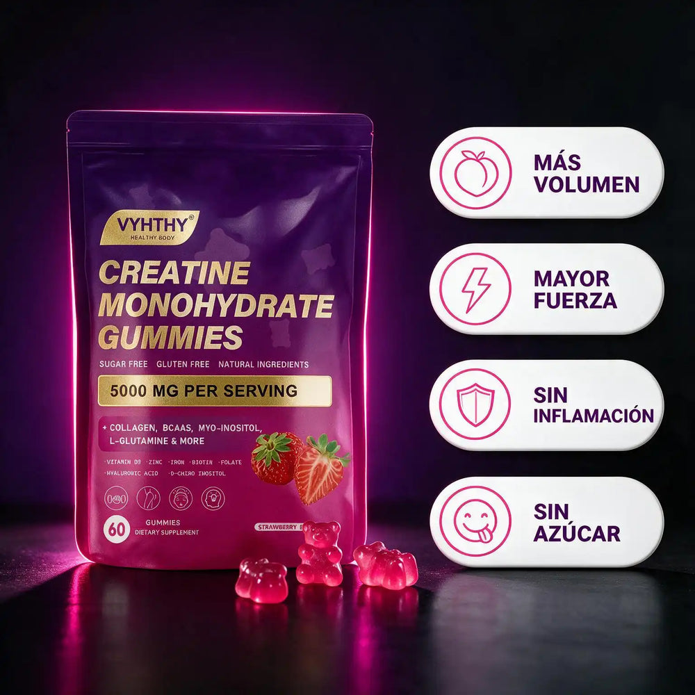 Gomitas Volumizadoras de Creatina, Colágeno, Inositol y Ácido Hialurónico — Fórmula Anti-Flacidez